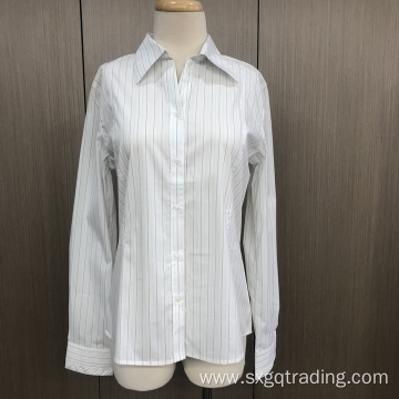 Female yarn dyed stripe spandex long sleeve shirts